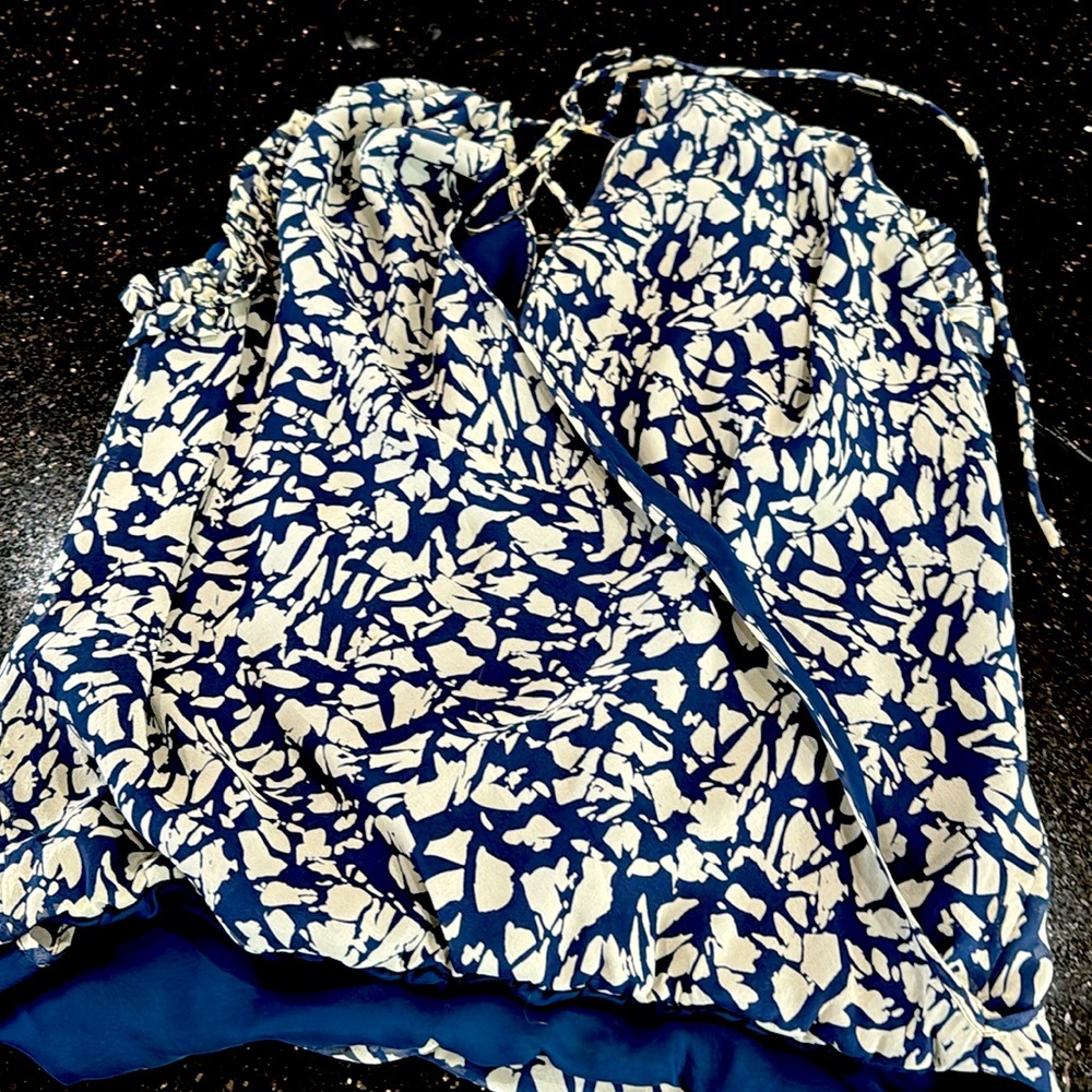 MM Couture by miss me baby blue and white blouse